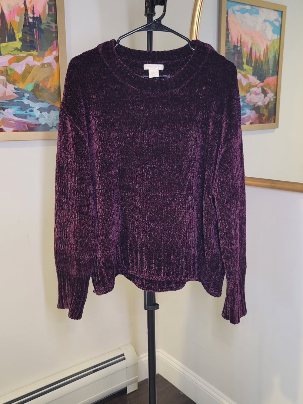 CHRISTIAN SIRIANO Chenille Plum /‎ Purple  Crewneck Sweater Women's Size XL